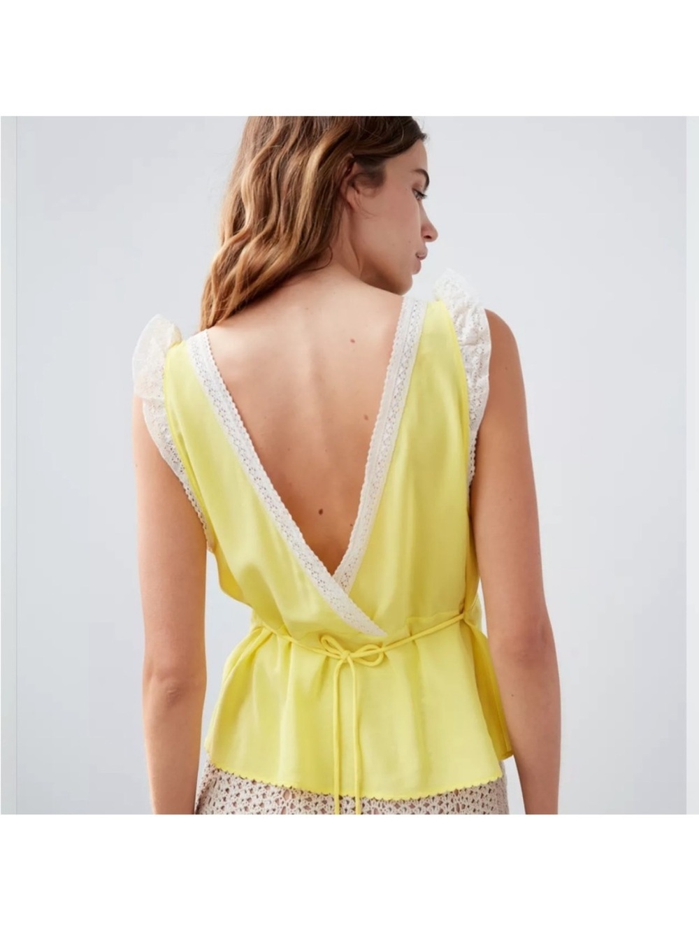 NWT Wilfred Le Fou Brielle Lace Blouse Tank 100% SIlk Cottagecore